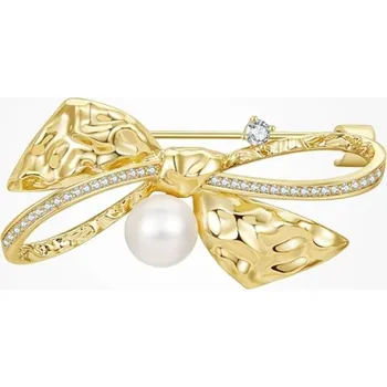 Brož Éternelle Brož v podobě mašle se sladkovodní perlou Brona Gold B7340-XC04111T005A Zlatá