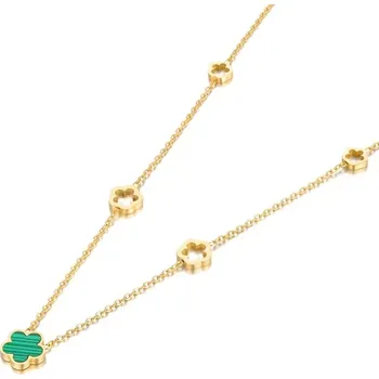 Náhrdelník Victoria Filippi Stainless Steel Náhrdelník se zeleným květem Fiora Gold - chirurgická ocel NH1324-N22082G Zlatá 40 cm + 5 cm (prodloužení)