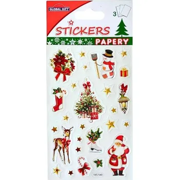 Vánoční dekorace Nálepky Vánoční Papery Mix I.zlaté prvky, 8x16cm