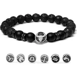 Daniel Dawson Náramek znamení zvěrokruhu Zodiac - 8 mm lávový kámen, achát NR2258-10/20 20 cm Kozoroh (22.12. - 20.1.)