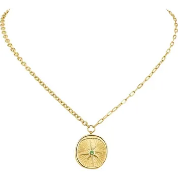Náhrdelník JAY Ocelový náhrdelník Větrná růžice - chirurgická ocel, zirkon JAY-9015-ZS56161 Zlatá 47 cm + 5 cm (prodloužení)