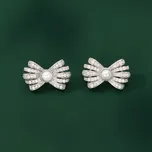 JAY Elegantní náušnice se zirkony ve tvaru mašle JAY-0123-H023382 Stříbrná