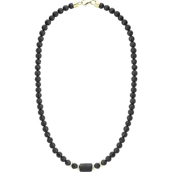 Náhrdelník Manoki Luxusní pánský náhrdelník Luciano Gold, lávový kámen, turmalín X-WA835G/47 Zlatá 47 cm