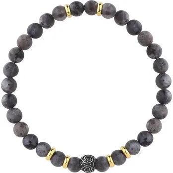 Náramek Manoki Korálkový náramek Marc - 6 mm přírodní labradorit, etno styl BA861SG Šedá 21 cm