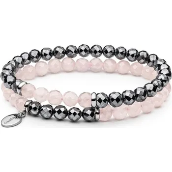 Náramek Gaura Pearls Souprava dvou náramků - růžový křemen, terahertz 234-109B Růžová 18 cm