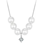 GRACE Silver Jewellery Stříbrný perlový náhrdelník Dariana - 0,1 ct MOISSANITE + CERTIFIKÁT NH-MSN043/141 Stříbrná 40 cm + 5 cm (prodloužení)