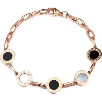 Náramek Victoria Filippi Stainless Steel Ocelový náramek Samantha Gold - chirurgická ocel, římské číslice NRB17029/68 Zlatá 17 cm + 3 cm (prodloužení)