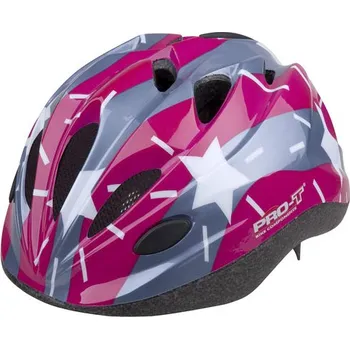 Cyklistická přilba Přilba dětská PRO-T VIGO růžovo-stříbrná HVĚZDY 48-52cm