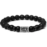 Daniel Dawson Pánský korálkový náramek Balder - achát, lávový kámen, runa NR2020/23 23 cm Náhodná