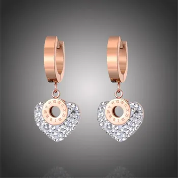 Náušnice Victoria Filippi Stainless Steel Ocelové náušnice se zirkony Marta - chirugická ocel, srdce E-E19135-1/63 Zlatá