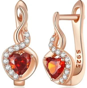 Náušnice GRACE Silver Jewellery Stříbrné náušnice se zirkony Magdalena - stříbro 925/1000, srdíčko E-BSE815/117 Zlatá