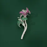 Éternelle Brož ve tvaru květiny s barevnými zirkony B8156-8LXT2663BG Stříbrná