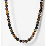 Daniel Dawson Pánský korálkový náhrdelník Norbert - lávový kámen a tygří oko X-NH201/45 Barevná/více barev 45 cm