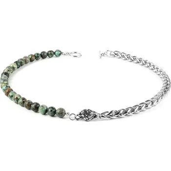 Náhrdelník Daniel Dawson Pánský náhrdelník Leone - Africký Tyrkys, chirurgická ocel, lev NH1283-0301/50 Zelená 50 cm