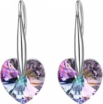 Náušnice GRACE Silver Jewellery Stříbrné náušnice Swarovski Elements Nicol, stříbro 925/1000, srdíčko E1304-YE0979A Fialová