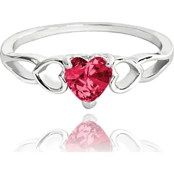 Prsten MINET Stříbrný prsten LOVE s červeným srdíčkovým zirkonem JMAS0181CR