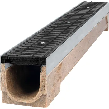 Odvodňovací žlab Odvodňovací polymerbetonový žlab BIELBET B125 s litinovou mříží 1000 x 130 x 130 mm