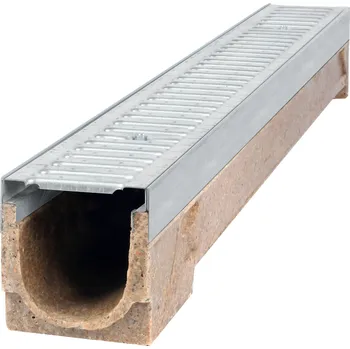 Odvodňovací žlab Odvodňovací polymerbetonový žlab BIELBET A15 s pozinkovanou mříží 1000 x 130 x 130 mm