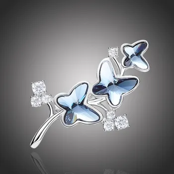 Brož Éternelle Brož Swarovski Elements Montanari - motýl B8006-X0453 Tmavě modrá