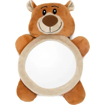 Bezpečnostní dětské zrcátko do auta 28x21 cm Tvar medvěda Nerozbitné Širokoúhlý výhled 2 popruhy k opěrce hlavy Autosedačka Zpětné zrcátko