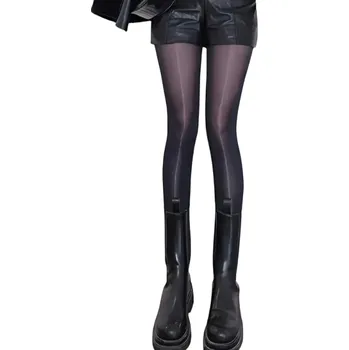 Dámské ponožky Ultratenké lesklé punčocháče Slim fit hedvábného vzhledu Jemné punčochy k šatům i sukni Tvarující a pohodlné spodní prádlo černá