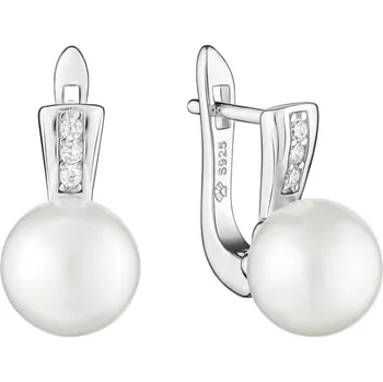 Náušnice Gaura Pearls Stříbrné náušnice s perlou a zirkony, stříbro 925/1000 SK23102EL Bílá