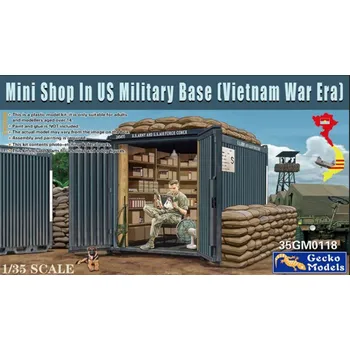 Plastikový model Gecko Models 1/35 Mini shop in US military base Vietnam War