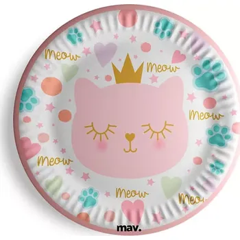 Talíř Papírové talíře Kočičí princezna 18cm - 8ks