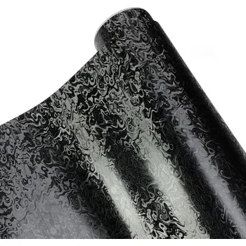 Stínítko do auta Lesklá černá autofólie 20x150 cm s vířivým vzorem Samolepicí PVC fólie pro auto a motorku