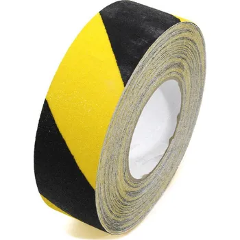 Výstražná páska Černo-žlutá korundová protiskluzová páska FLOMA Hazard Standard - 18,3 x 5 cm tloušťka 0,7, 80081074