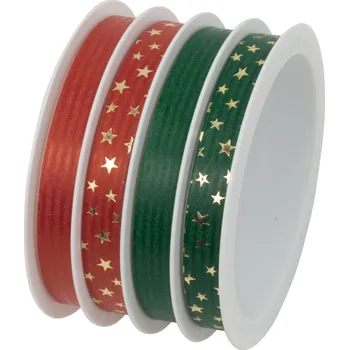 Pryž Stuha multi 4x10 mm x 3,5 m, barevná s hvězdičkami