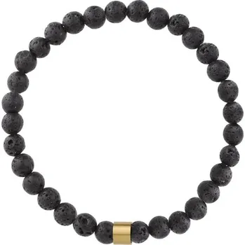Náramek Manoki Korálkový náramek Jerome Gold - 6 mm lávový kámen X-BA903G/18 Černá 18 cm