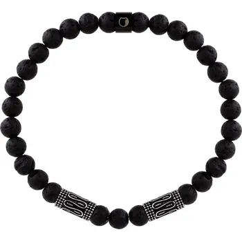 Náramek Manoki Korálkový náramek Claudio - 6 mm lávový kámen, etno styl BA906B Černá 21 cm