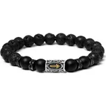 Daniel Dawson Pánský korálkový náramek Balder Gold - achát, lávový kámen, runa NR2021/23 23 cm Náhodná