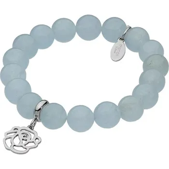 Náramek Manoki Náramek Sabrina chirurgická ocel a přírodní Jadeit - květina BA276SN Šedomodrá