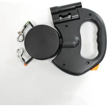 Vodítko pro psa OEM Duální vodítko pro psy 2v1 s LED světlem Barva: Černá