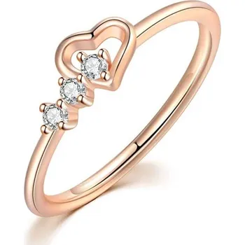 Prsten Victoria Filippi Prsten s třemi zirkony a srdíčkem Macio Rose Gold P-R210/54 54 Zlatá