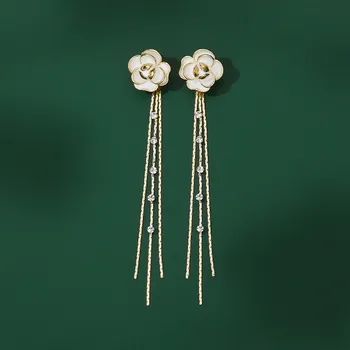 Náušnice Éternelle Náušnice se zirkony Kamélie - květina E1373/MCK Zlatá