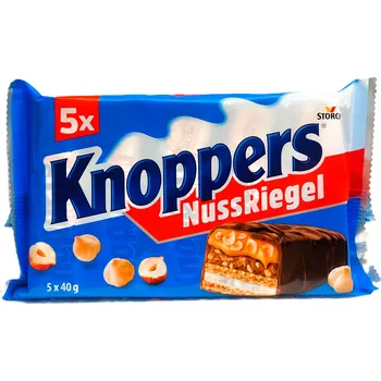 KNOPPERS NUSSRIEGEL - oříšková tyčinka s karamelem - 5x 40g ( 200g)