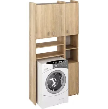 Koupelnový nábytek Skříňka nad pračku s regálem MIRALI - dub sonoma - SLEVA 3% s kodem radost25