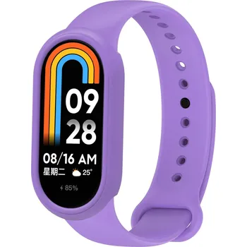 Příslušenství k chytrým hodinkám eses Silikonový řemínek a rámeček pro Xiaomi Smart Band 8, 9 a 10 - Fialový