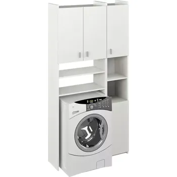 Koupelnový nábytek Skříňka nad pračku s regálem MIRALI - bílá - SLEVA 3% s kodem radost25