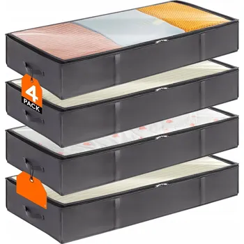 Úložný box 4X ÚLOŽNÝ BOX POD POSTEL NA OBLEČENÍ, ORGANIZÉR, KONTEJNER 90L