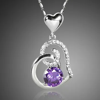 Náhrdelník Francesca Petrucci Náhrdelník Swarovski Elements Amorita Bianco - srdíčko NH0182 Fialová 39 cm + 3 cm (prodloužení)