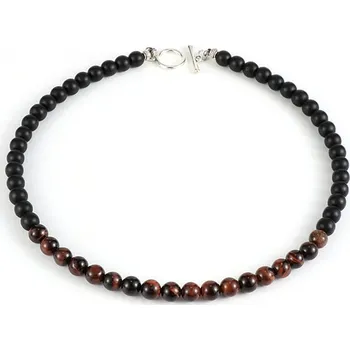 Náhrdelník Daniel Dawson Pánský korálkový náhrdelník Julien - achát a tygří oko NH1177-0120(4)/45 Barevná/více barev 45 cm