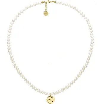 Náhrdelník Manoki Perlový choker náhrdelník Bibiana Gold - chirurgická ocel, perla WA539G Zlatá 42 cm + 3 cm (prodloužení) Bílá