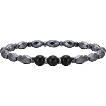 Náramek Daniel Dawson Korálkový náramek Luca, hematit, černý onyx NR2156-BR-1792 Šedá 19 cm