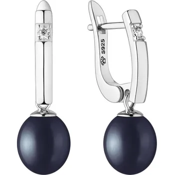 Náušnice Gaura Pearls Stříbrné náušnice s černou perlou Poggia, stříbro 925/1000 SK22380EL/B Černá
