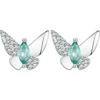 Náušnice GRACE Silver Jewellery Stříbrné náušnice Motýlí Symfonie - stříbro 925/1000, zirkon E-BSE944/188 Tyrkysová