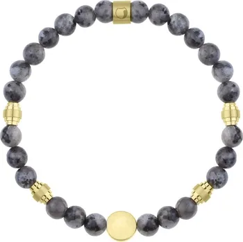 Náramek Manoki Korálkový náramek Biagio - 6 mm Larvikit, chirurgická ocel BA1132GS Šedá 20 cm